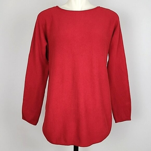 MICHAEL Michael Kors Tops - Michael Kors Women's Red Long Sleeves Knit Sweater Zip Up Back Cotton Blend Sz L
